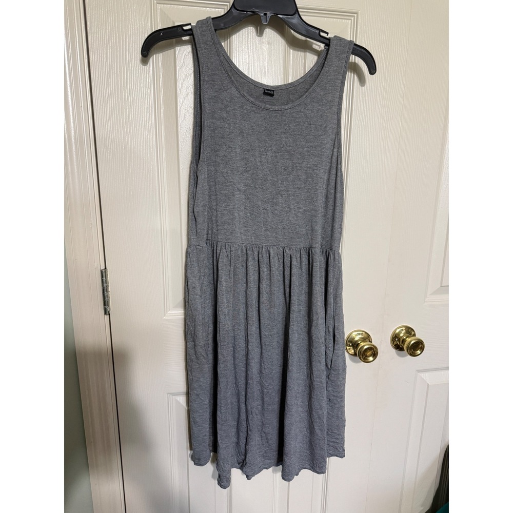 USTYLE Womens Gray Heathered Jersey Knit Sleeveless Babydoll Dress‎ S